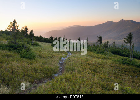 Sunset in mounting Stock Photo