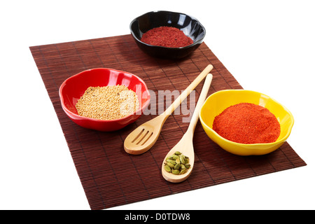 https://l450v.alamy.com/450v/d0tdw8/still-life-with-spices-in-plates-on-a-white-d0tdw8.jpg