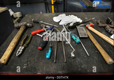 Tools on table Stock Photo
