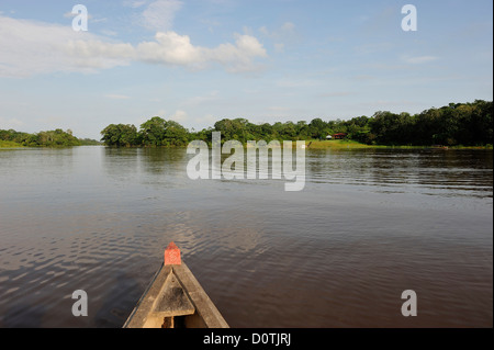 Boat, River, Amazon, River, Puerto Narino, Colombia, South America Stock Photo