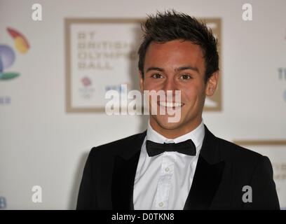 London, England. 30th November 2012. Tom Daley arrives at the BT British Olympic Ball at the Grosvenor House Hotel, Park Lane. Stock Photo