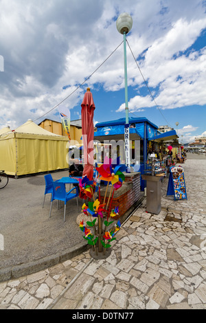 Blue Snack Bar at the Beach of Viareggio in Tuscany, Italy Stock Photo