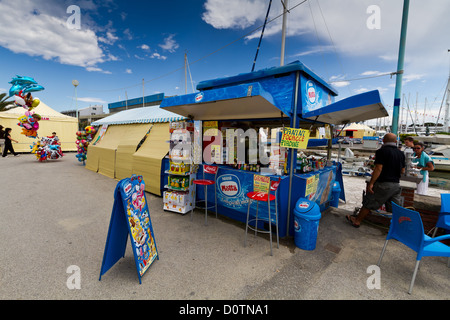 Blue Snack Bar at the Beach of Viareggio in Tuscany, Italy Stock Photo