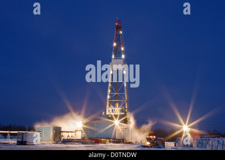 Drilling Rig in the night Stock Photo