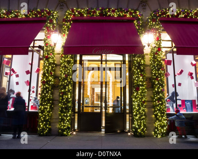 Cartier Jewelers Store Front Door, Holiday Season, NYC Stock Photo