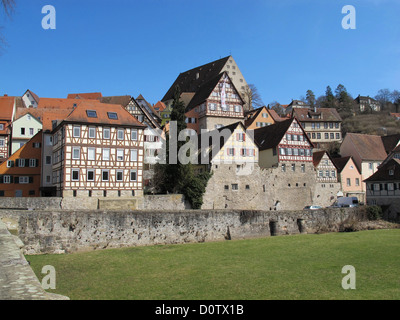 Germany, Europe, Baden-Wurttemberg, Schwäbisch Hall, houses, homes, facades, Schiedgraben Stock Photo