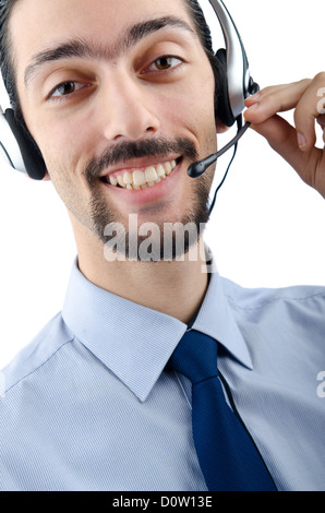 Call center operator with headset Stock Photo