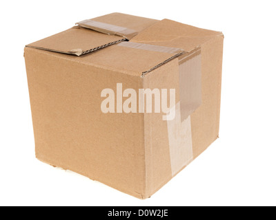 battered cartboard box isolated on white background Stock Photo