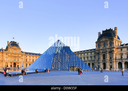 France, Europe, travel, Paris, City, Louvre, Museum, Pyramid, arch, architecture, art, artistic, monument, monumental, skyline Stock Photo