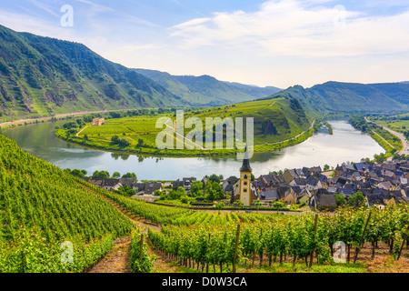 Germany, Europe, travel, Moseltal, Moselle, Cochem, Castle, agriculture, bend, clouds, Mosel, nature, river, tourism, valley, vi Stock Photo