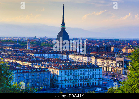 Italy, Europe, travel, Torino, Turin, City, Mole Antonelliana, architecture, center, church, dome, downtown, history, piedmont, Stock Photo