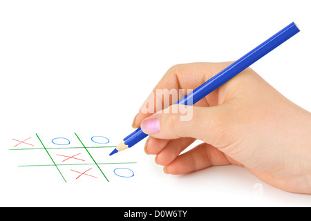 Hand with pencil and game Stock Photo