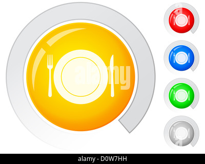 Circle buttons with dishware. Vector illustration. Stock Photo