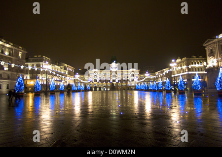 Christmas in Trieste, Italy's famous town square. Stock Photo