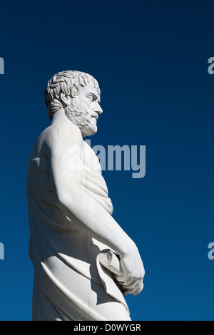 Aristotle statue located at Stageira of Greece (birthplace of the philosopher) Stock Photo