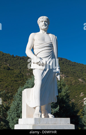 Aristotle statue located at Stageira of Greece (birthplace of the philosopher) Stock Photo