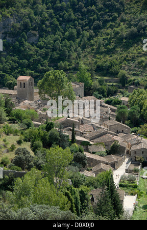 Historic medieval village, Saint Guilhem le Desert, Herault, Languedoc-Roussillon, France, Europe Stock Photo