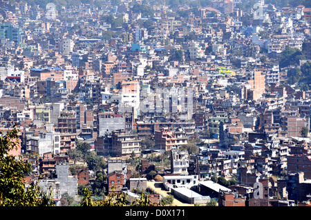 aerial view of Kathmandu city, Nepal Stock Photo