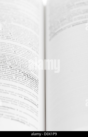 Large book open against white background. Stock Photo