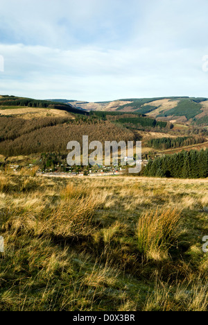 view of cwmparc and the rhondda valley from bwlch y clawdd south wales valleys uk Stock Photo