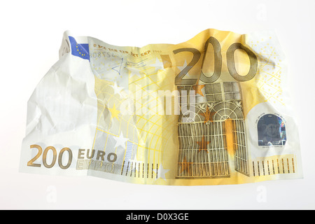 Berlin, Germany, crumpled 200-euro note Stock Photo