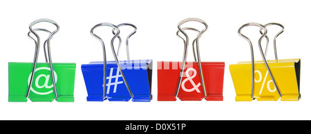 Paper Clips with Signs and Symbols Stock Photo