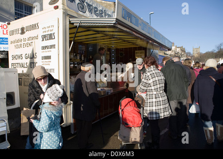 Mobile food stalls & vans Skipton Christmas market Stock Photo