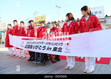 Natori, Miyagi, Japan. Japan Delegation (JPN),  DECEMBER 2, 2012 :  Japan Delegation of London Olympic & Paralympic Games  Friendship visit  in Ofunato, Iwate, Japan.  (Photo by AFLO SPORT) [1156] Stock Photo