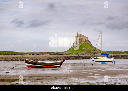 Lindisfarne Castle is a 16th-century castle located on Holy Island, near Berwick-upon-Tweed, Northumberland, England. Stock Photo