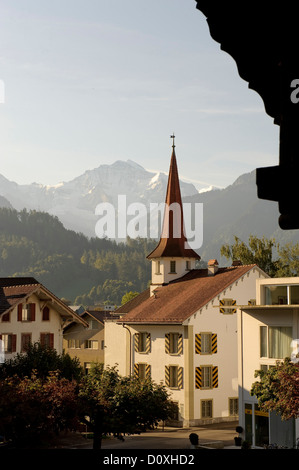 Old Town, Bernese Oberland, Interlaken, canton Bern, Switzerland, Europe, Jungfrau, Stock Photo