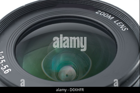 Close up of camera lens on white background Stock Photo