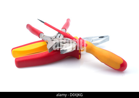 Work tools on white background Stock Photo