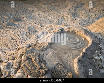 Azerbaijan, East, Asia, Caucasus, Quobustan, mud volcano, liquidly, mud, slime, slushy, mud hole, mud holes, volcano, bubble, ge Stock Photo