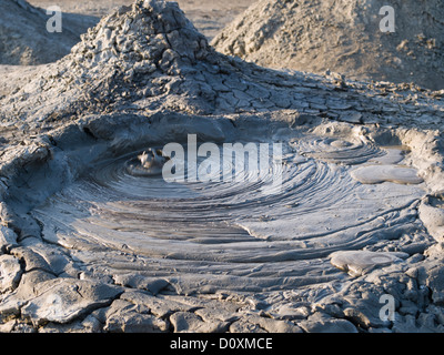 Azerbaijan, East, Asia, Caucasus, Quobustan, mud volcano, liquidly, mud, slime, slushy, mud hole, mud holes, volcano, bubble, ge Stock Photo