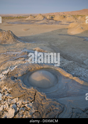 Azerbaijan, East, Asia, Caucasus, Quobustan, mud volcano, liquidly, mud, slime, slushy, mud hole, mud holes, volcano, bubble, ge Stock Photo