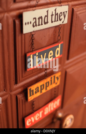 ...and they lived happily ever after door sign on chain Stock Photo