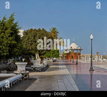 Spain, Lanzarote, Arrecife, pavilion, promenade, city, village, forest, wood, trees, summer, Canary Islands, Stock Photo