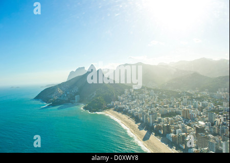 Aerial view of Ipanema Beach and Morro Dois Irmaos, Rio de Janeiro, Brazil Stock Photo