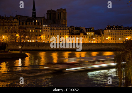 Île de la Cité with Notre Dame by night, Paris, France. Stock Photo