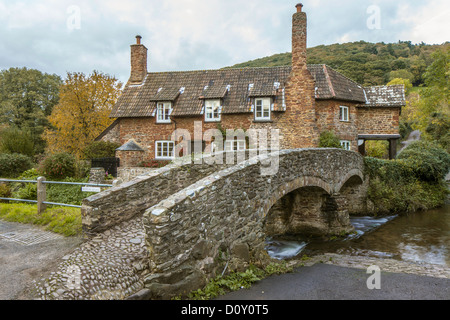 Old stone bridge at Allerford Exmoor National Park, Somerset, England, UK Stock Photo