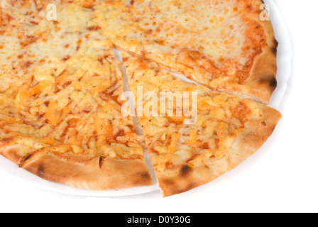 Three cheese pizza Stock Photo