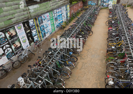 Communal bicycle rack, Ghent, Belgium Stock Photo