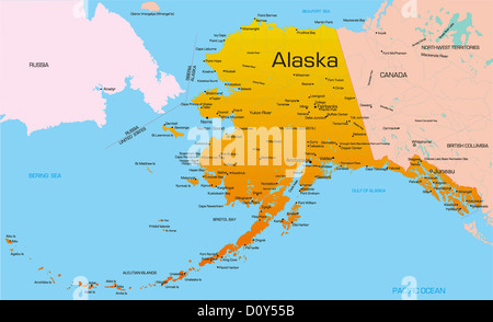 Alaska political map with capital Juneau. U.S. state in the northwest ...