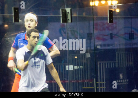 Men Finals of Cathay Pacific Sun Hung Kai Financial Hong Kong Squash Open 2012. Ramy Ashour vs James Willstrop, Ramy Ashour claimed the women's title. Hong Kong, Dec 2, 2012. Stock Photo