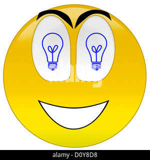 3d rendering happy smiley with idea at eyes Stock Photo - Alamy