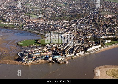aerial view of the town of Exmouth in Devon Stock Photo