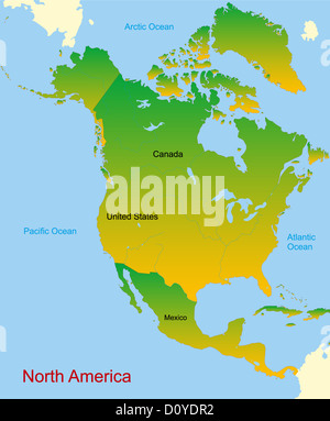 map of north america continent Stock Photo