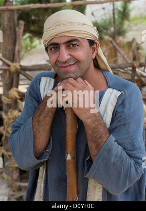 Portrait of Palestinian shepherd with traditional clothing in Nazareth Village, Stock Photo