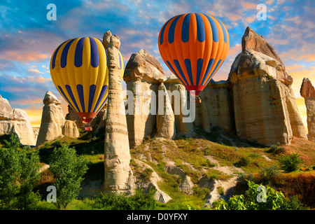 Hot Air Baloons over the Love Valley , Cappadocia Turkey Stock Photo