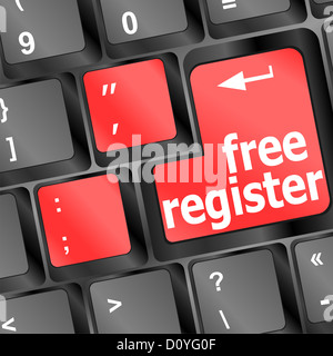 free register computer key showing internet login Stock Photo